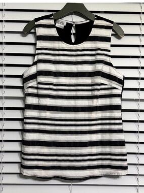 Van Heusen Black and White Striped Sleeveless Blouse